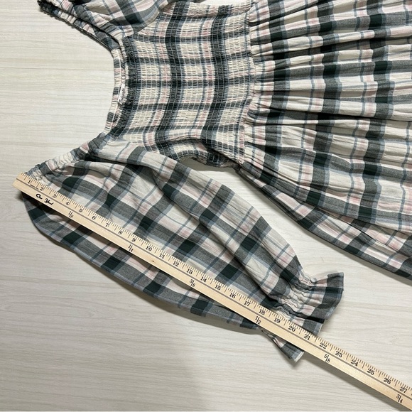 Madewell Lucie Elbow-Sleeve Smocked Mini Dress in Lebaum Plaid Size M - Picture 15 of 16